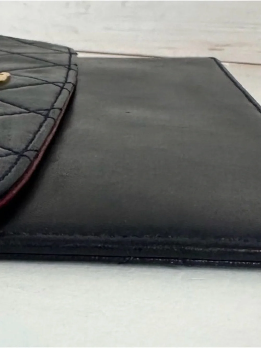 CHANEL Black Quilted Leather Wristlet with Gold CC Emblem